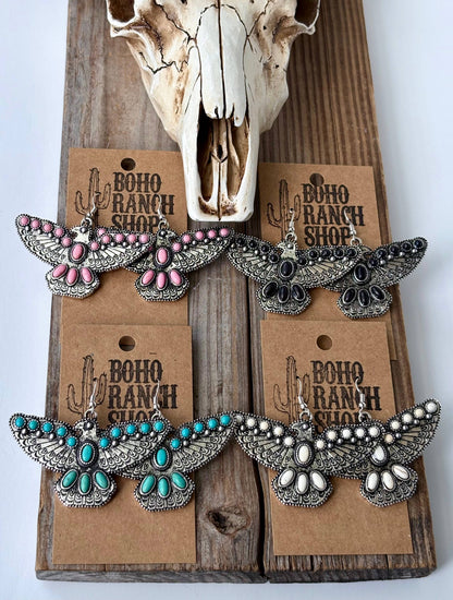 Western Thunderbird with Stone Drop Earrings