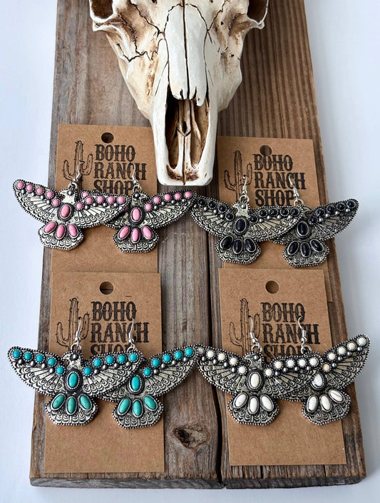 Western Thunderbird with Stone Drop Earrings