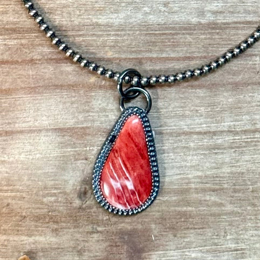 FREE Sterling Silver Pearl Necklace + MJ Red Spiny Oyster Pendant