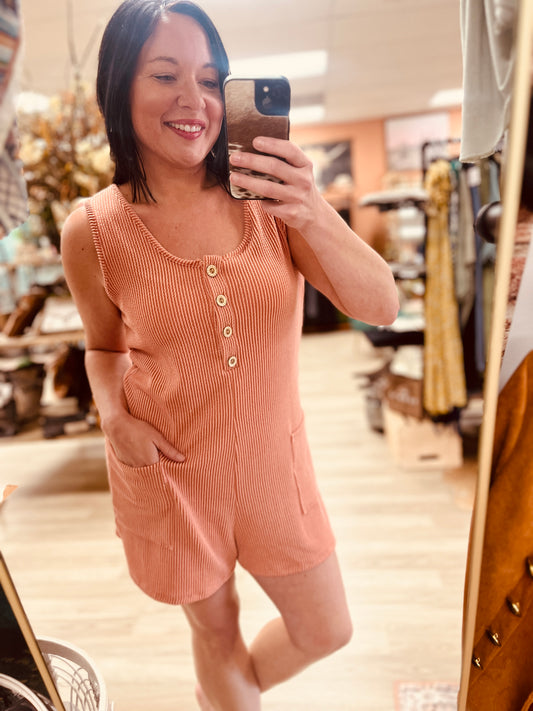 Terracotta Ribbed Romper