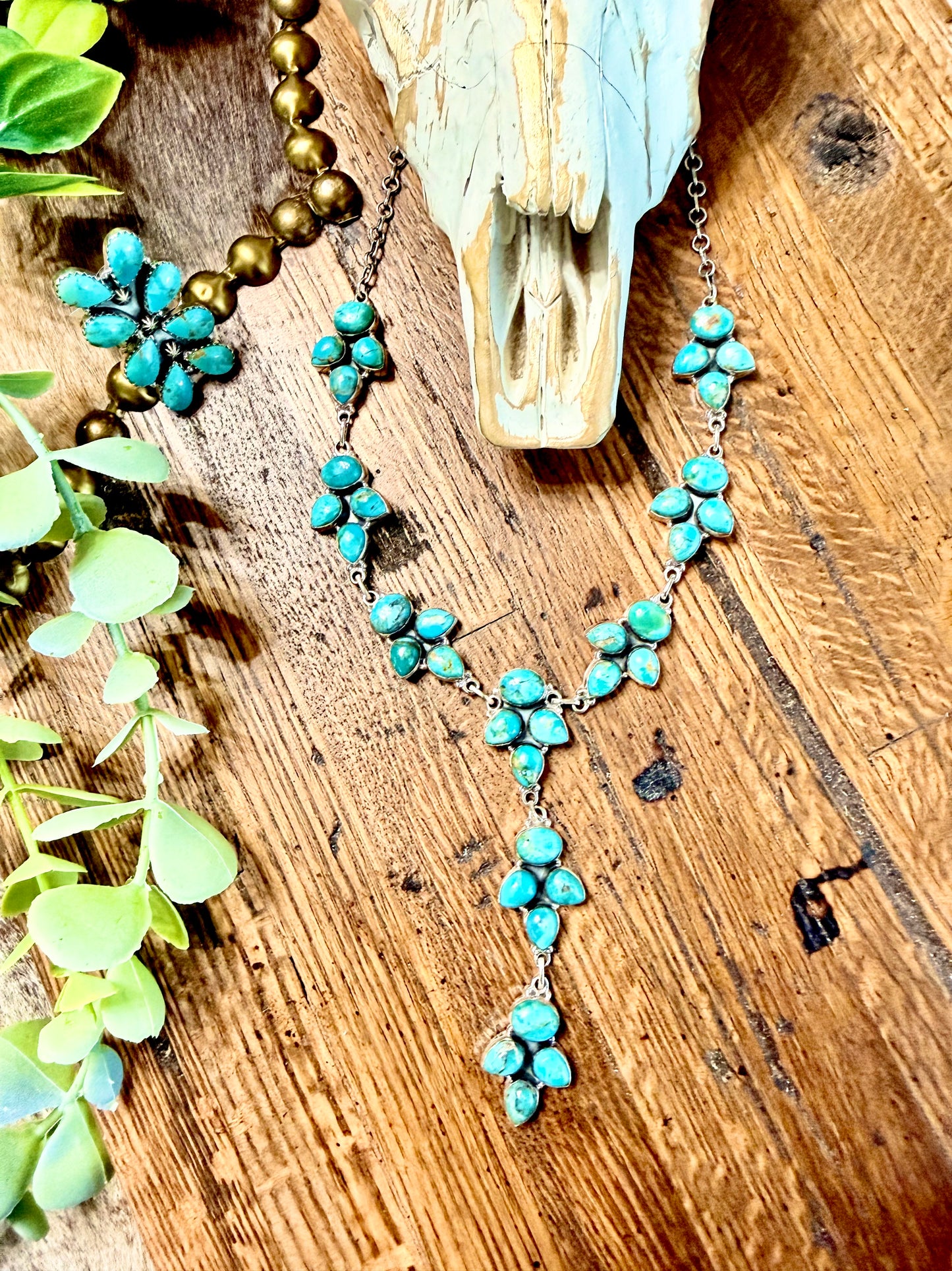 Teardrop Kingman Lariat Necklace
