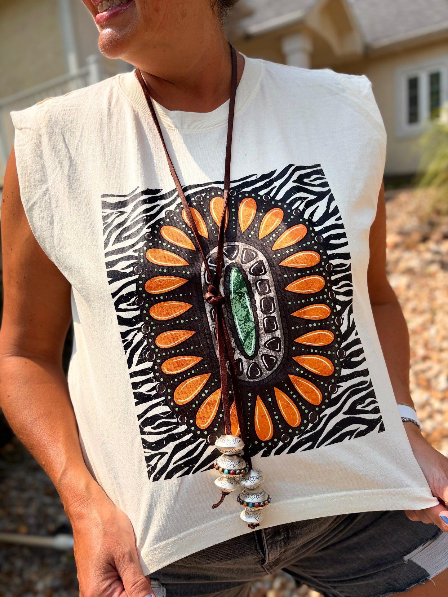 Zebra Turquoise Muscle Tee