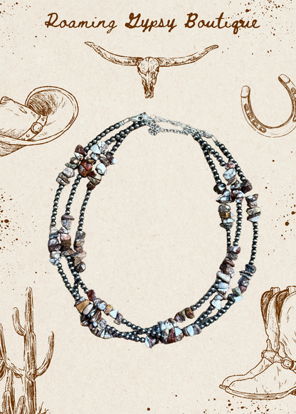 16” Wild Horse Chip Necklace – Sterling Silver