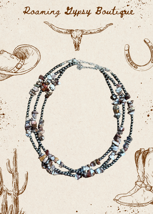 16” Wild Horse Chip Necklace – Sterling Silver
