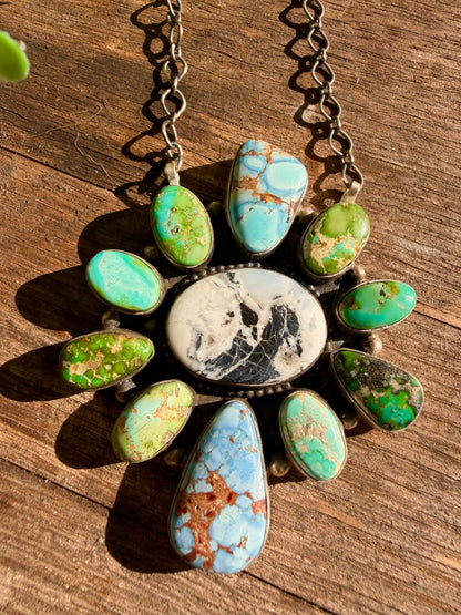 Multi Stone Mega Cluster Necklace