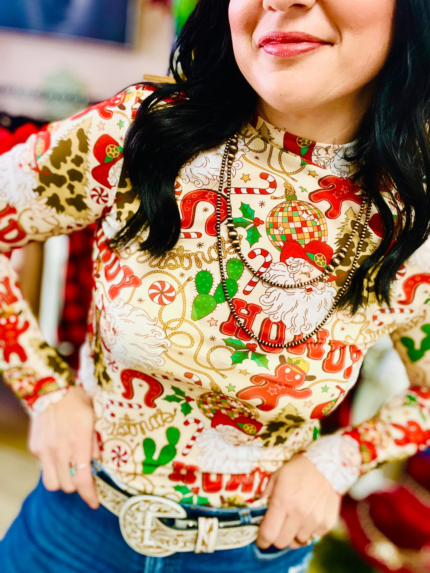 Howdy Holiday Mesh Top