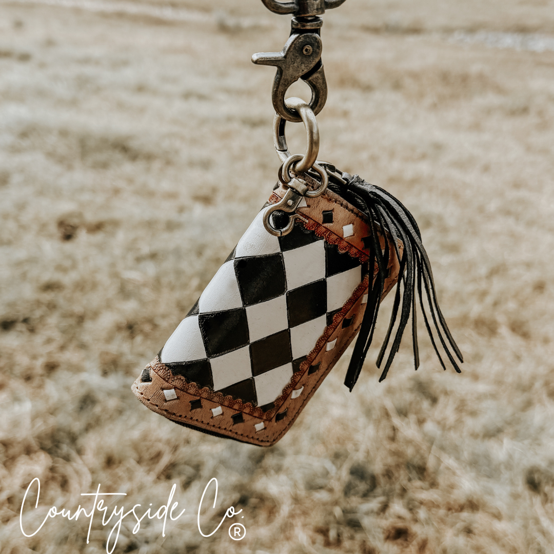 Sidekick Checkered Mini Wallet Keychain