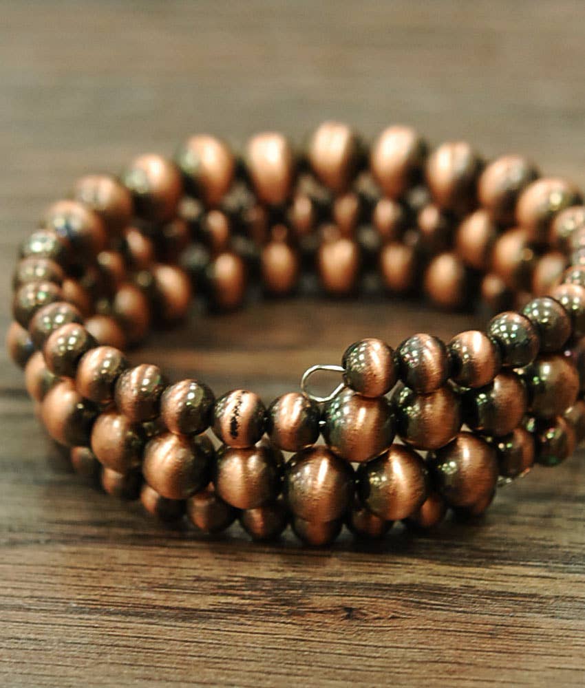 Copper Western Bead Wrap Bracelet