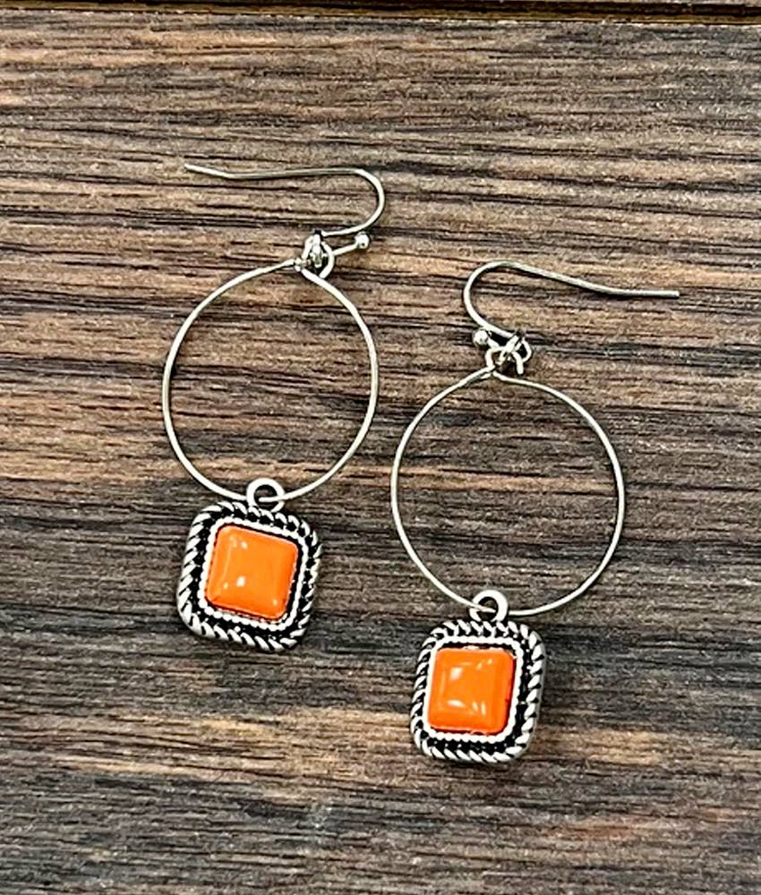 Sunset Orange Hoop Earrings