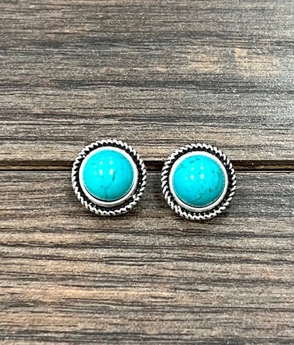 10mm Round Turquoise Stud Earrings