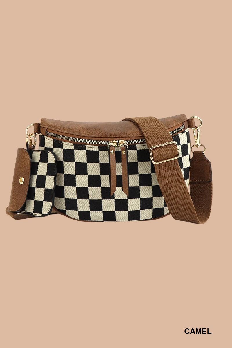 Duo Leather Check Bum Bag