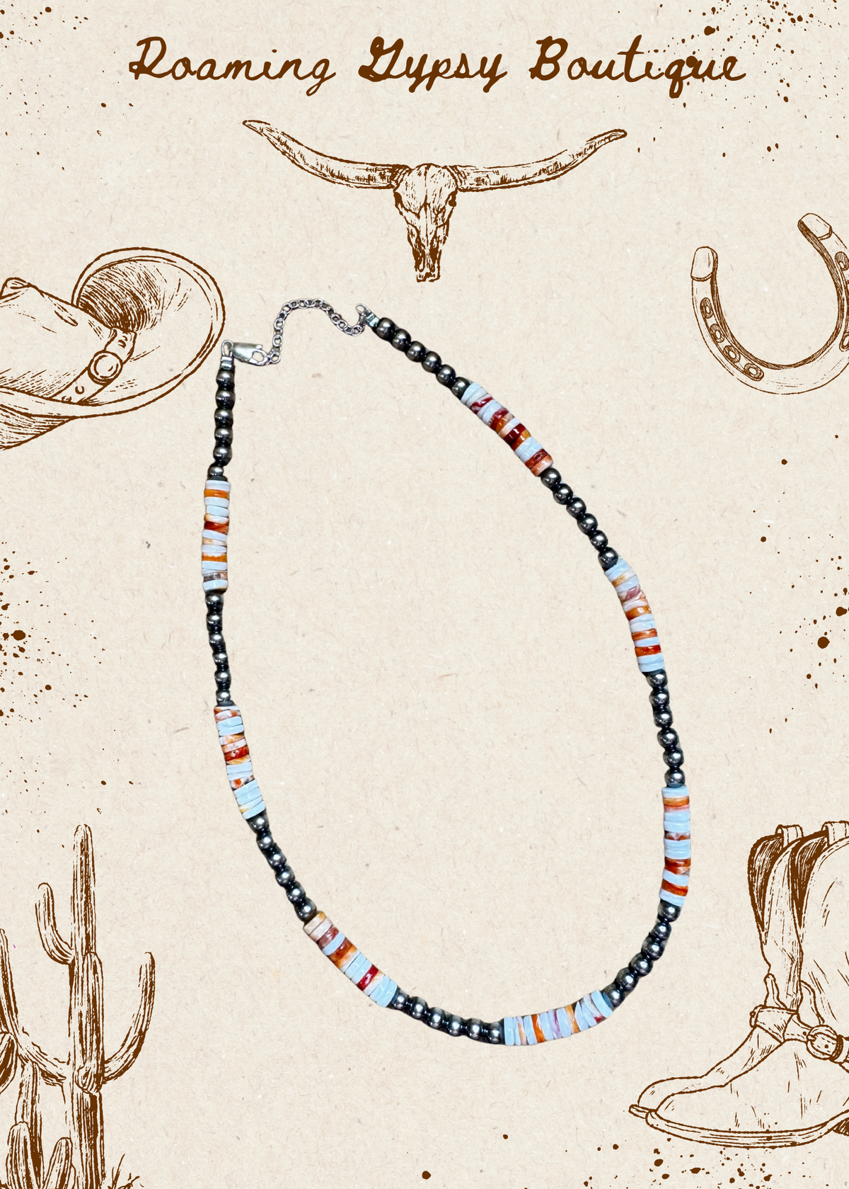 17-Inch Sterling Silver Pearl & Spiny Oyster Necklace