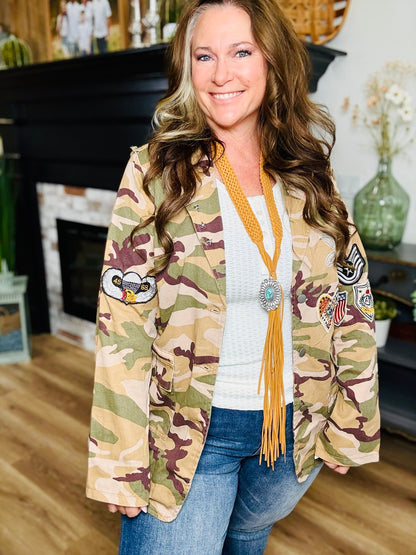 Gypsy Camo Patch Sleeve Blazer
