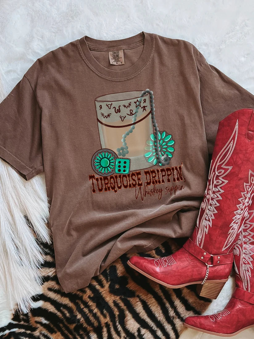 Whiskey Sippin Turquoise Tee