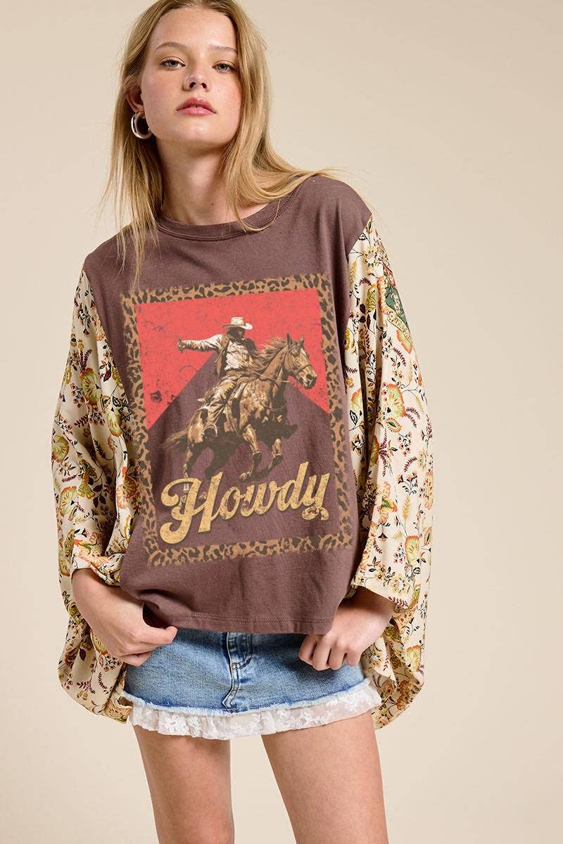 Howdy Western Cowboy Kantha Style Top