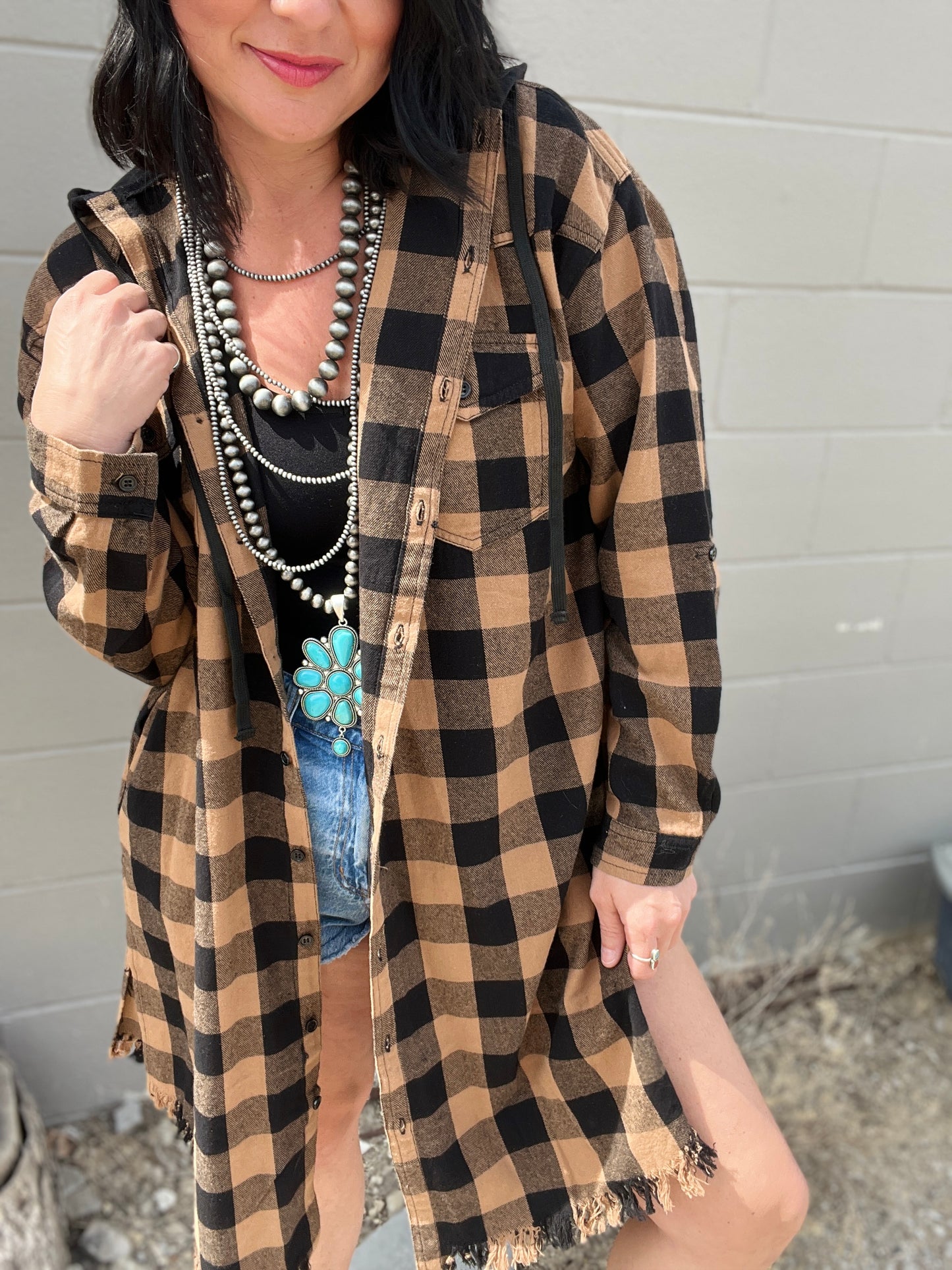 Gypsy Fresh Plaid Hooded Shacket