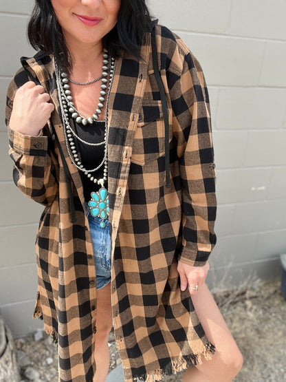 Gypsy Fresh Plaid Hooded Shacket
