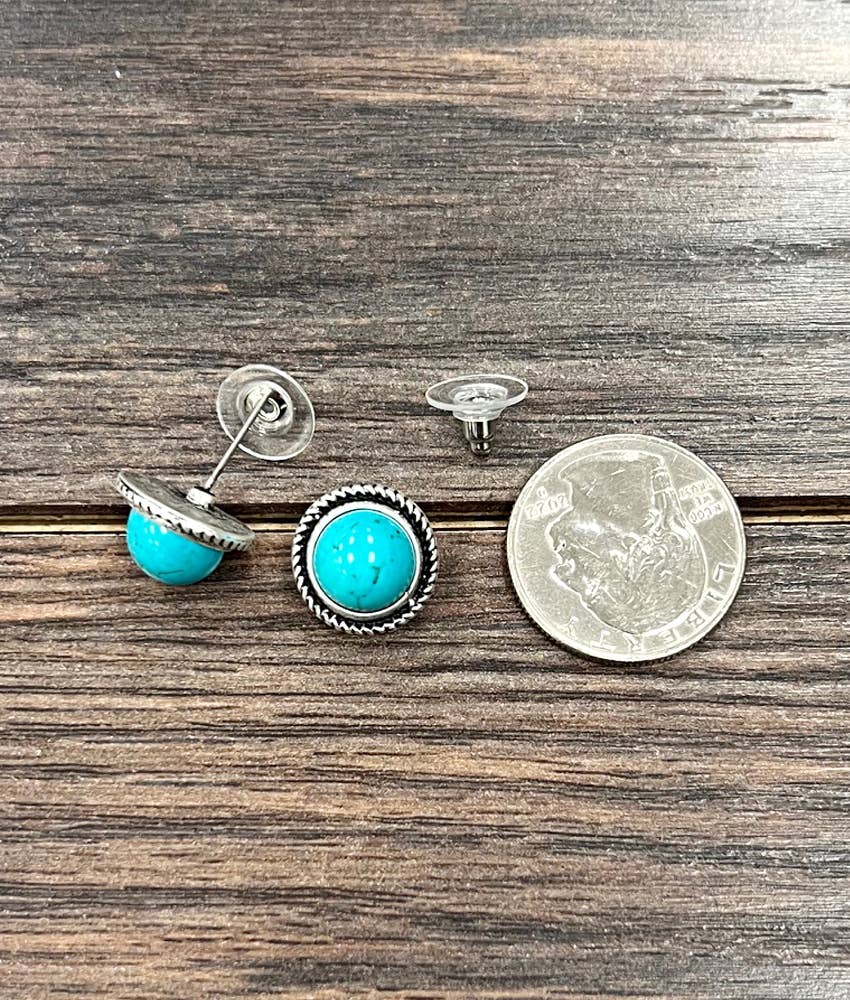 10mm Round Turquoise Stud Earrings
