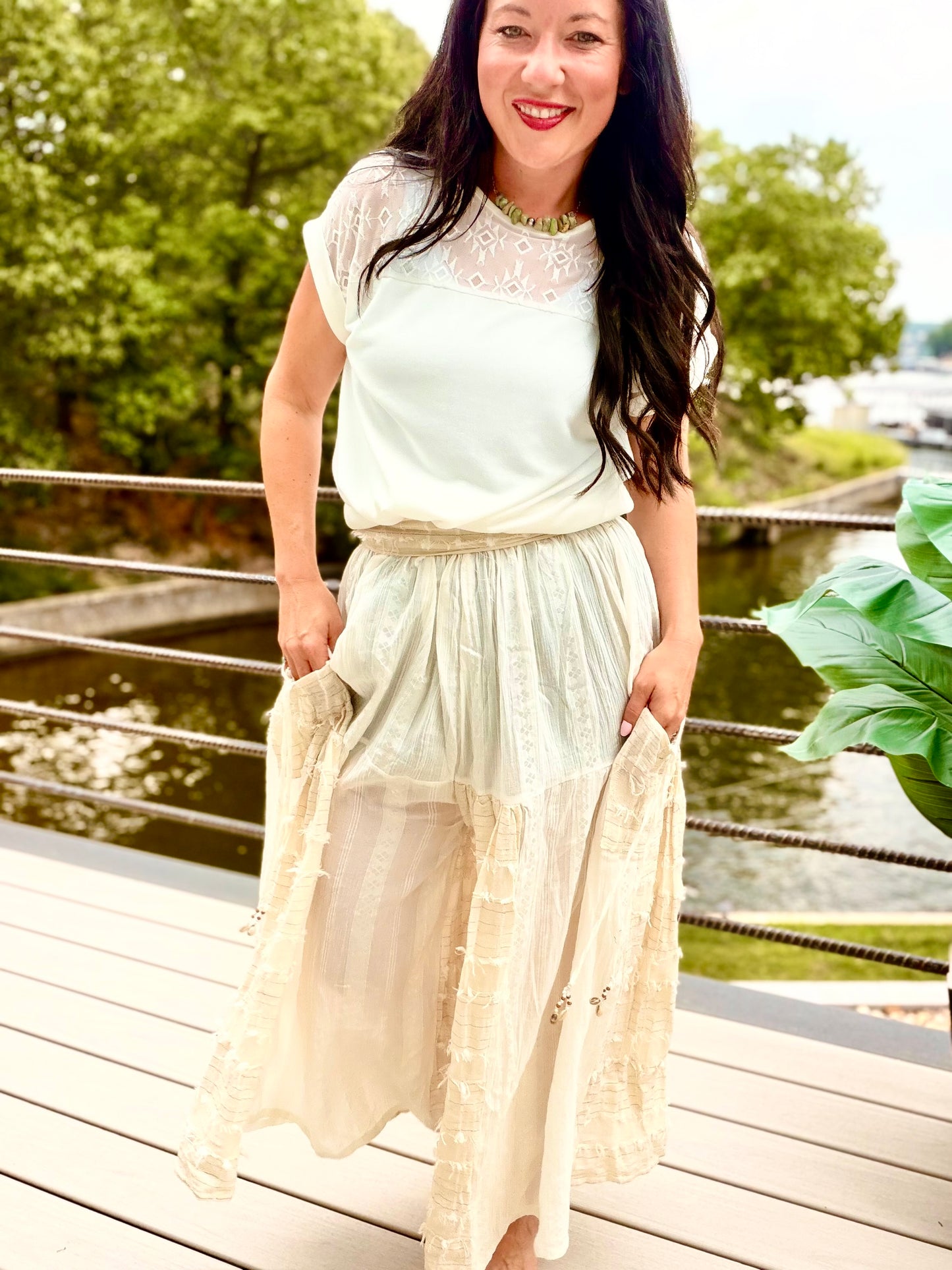Boho Shell Ruffle Pants