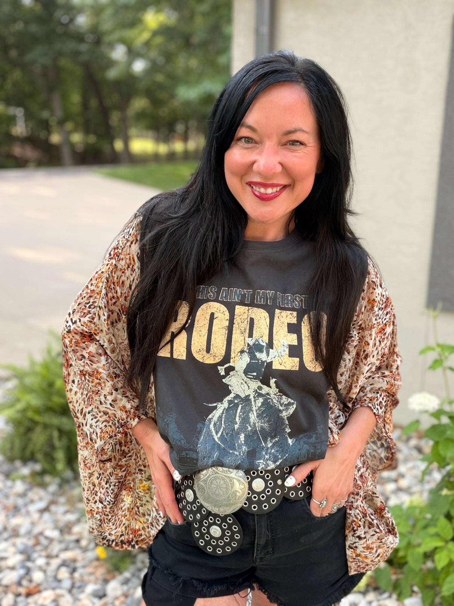 This Ain'T My First Rodeo Cowboy Graphic Kantha Top