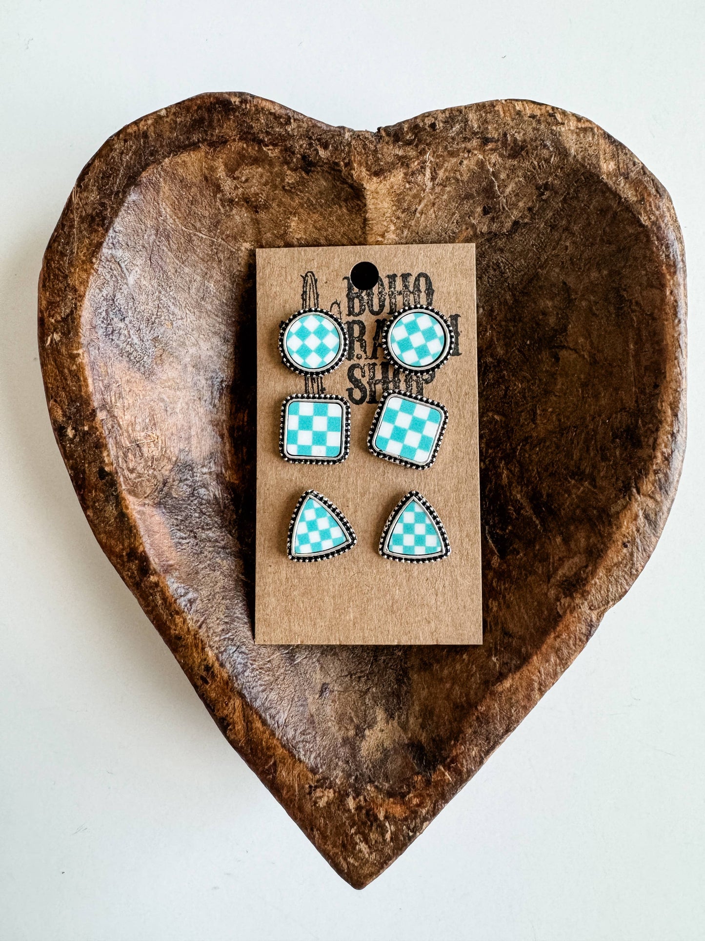 Checker Post Combo Earring Sets
