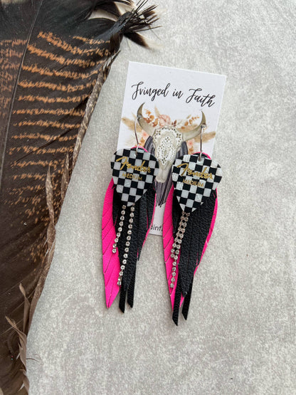 Checked Out Fringe | Hot Pink