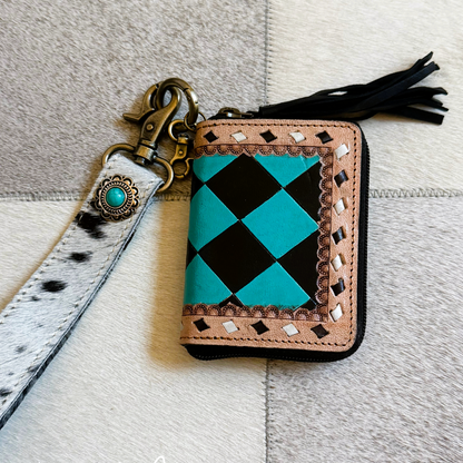 The Tag Along Checkered Mini Wallet Keychain