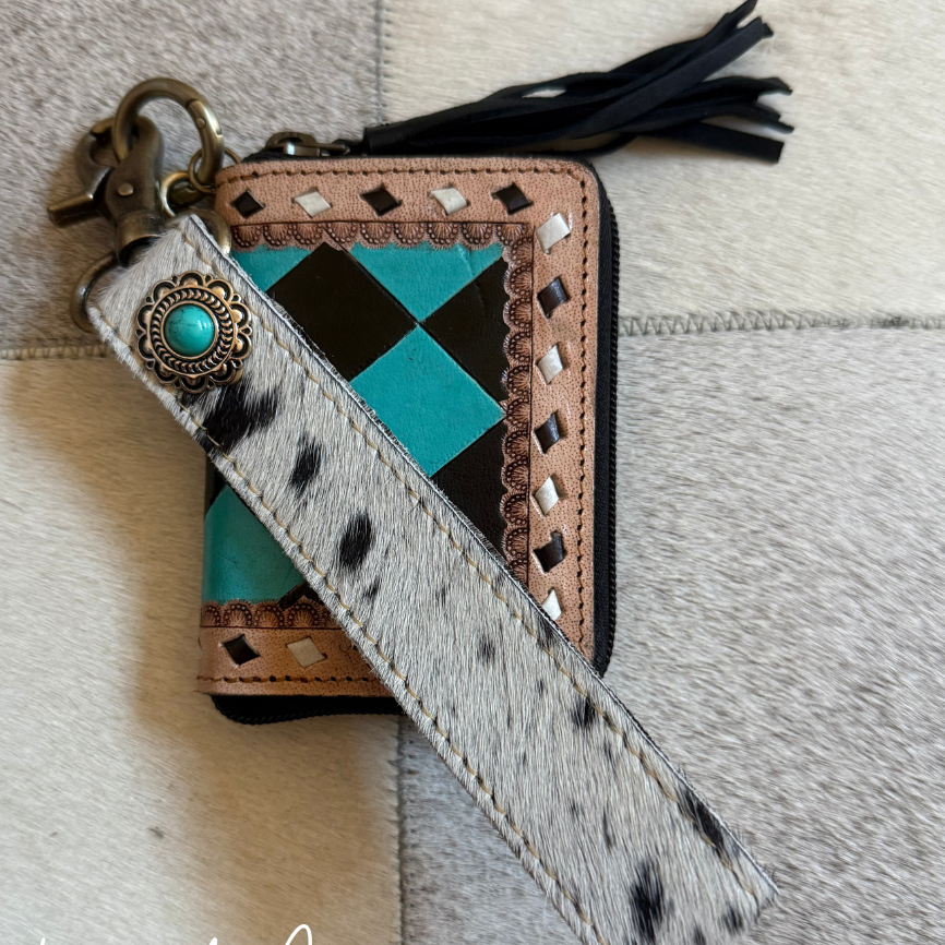 The Tag Along Checkered Mini Wallet Keychain