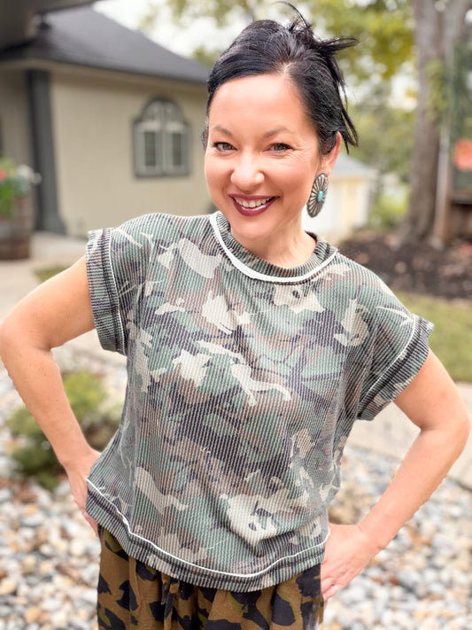 Canyon Camo Ribbed Top