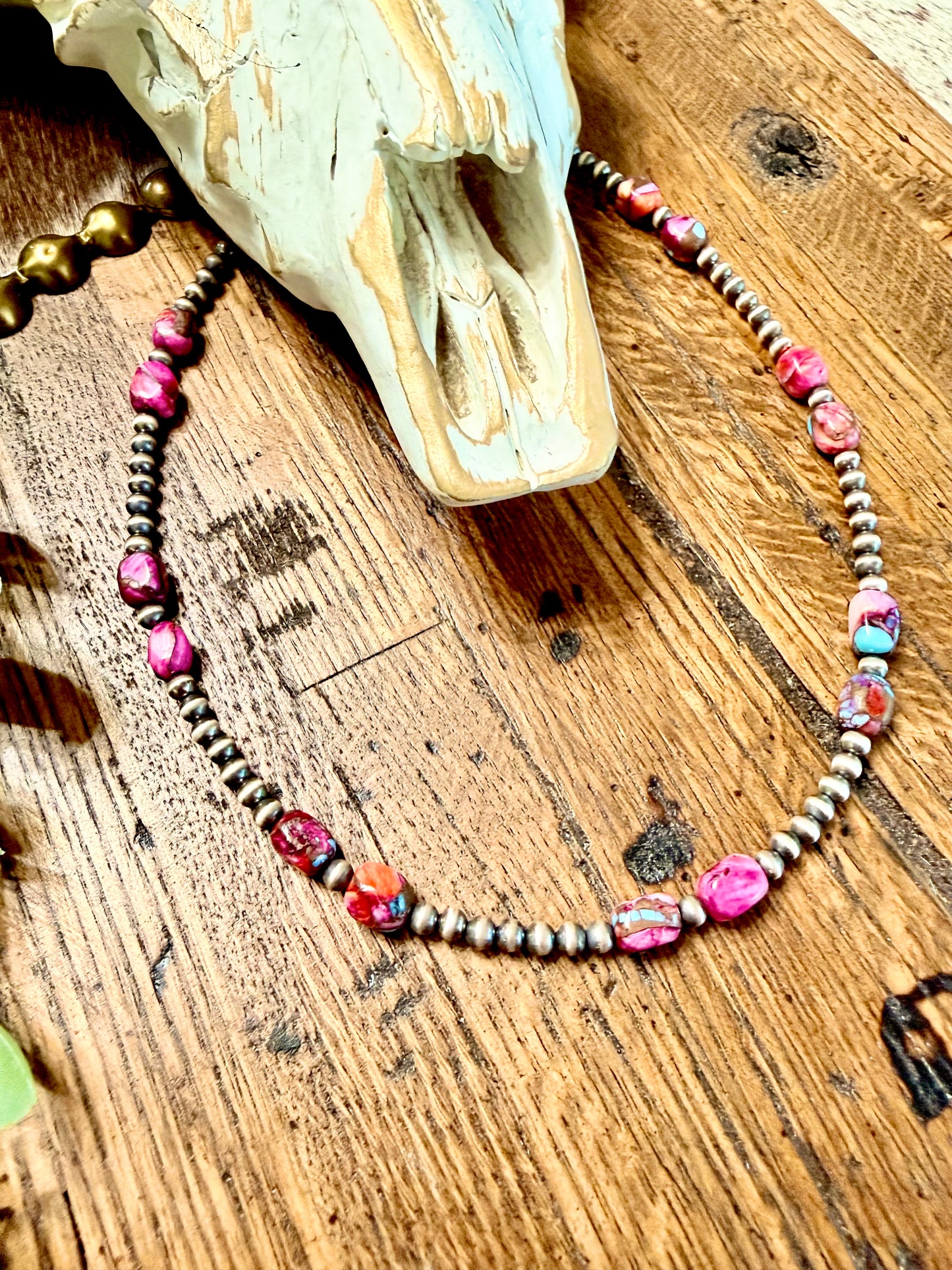 Pink Dahlia Desert Pearl Necklace