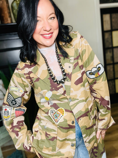 Gypsy Camo Patch Sleeve Blazer