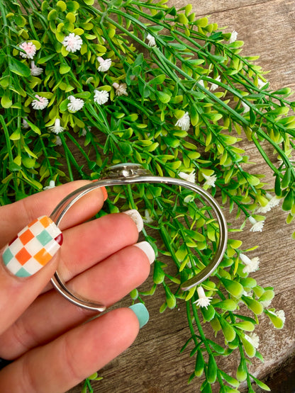 Vintage Inlay Flower Cuff Bracelet