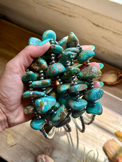 Chunky Green Turquoise Nugget Necklace – 19" Plus Extender