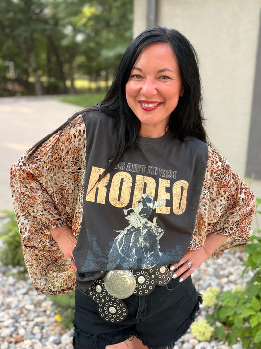 This Ain'T My First Rodeo Cowboy Graphic Kantha Top