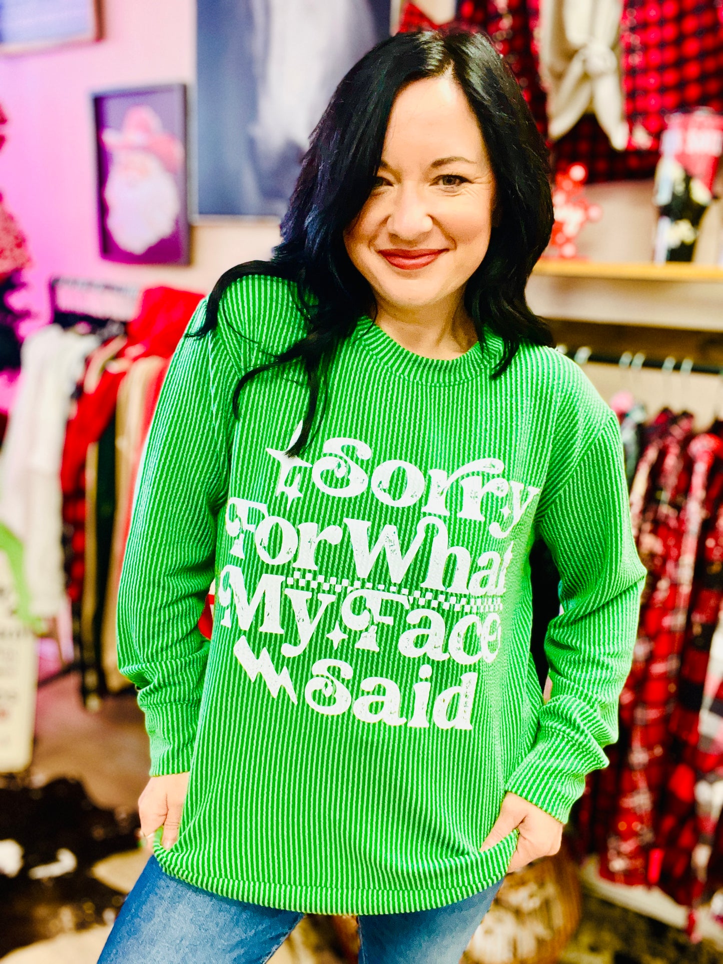 Sorry Not Sorry Holiday Top