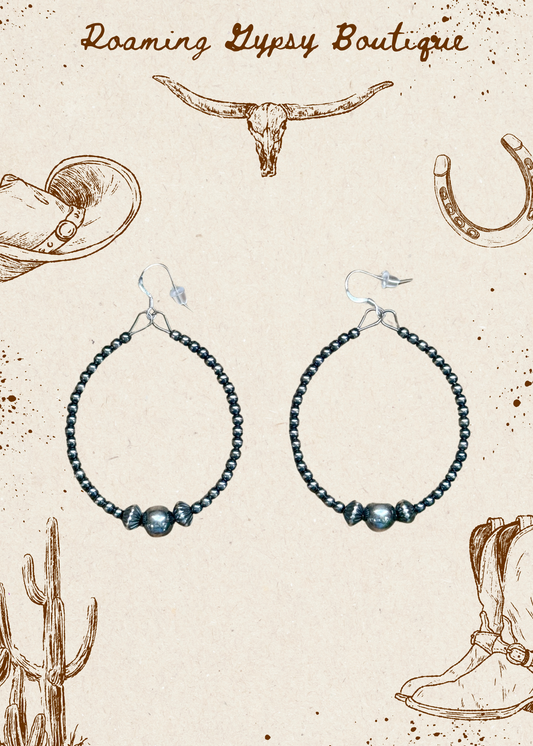 Sterling Silver Pearl Hoop Earrings - 8 mm in the middle