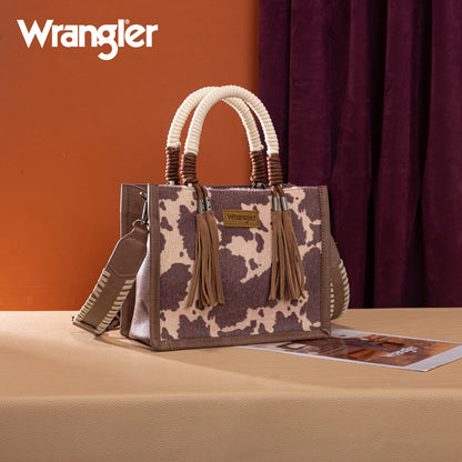 Wrangler Coffee Cow Print Tote