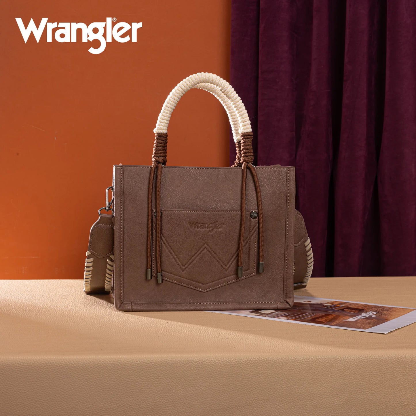 Wrangler Coffee Cow Print Tote