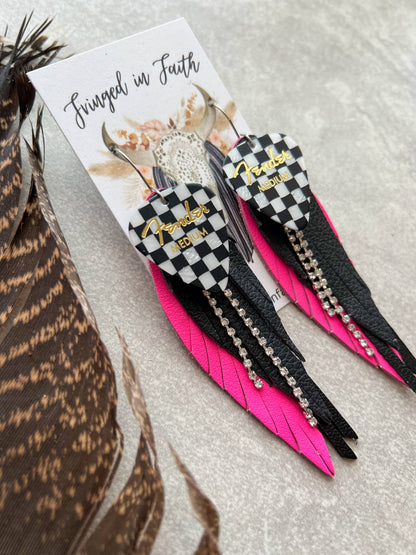 Checked Out Fringe | Hot Pink