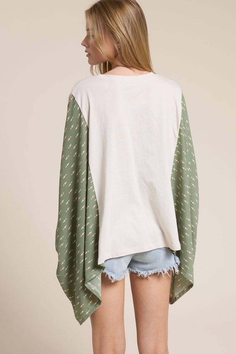 Free Bird Vintage Graphic Sheer Kaftan Top