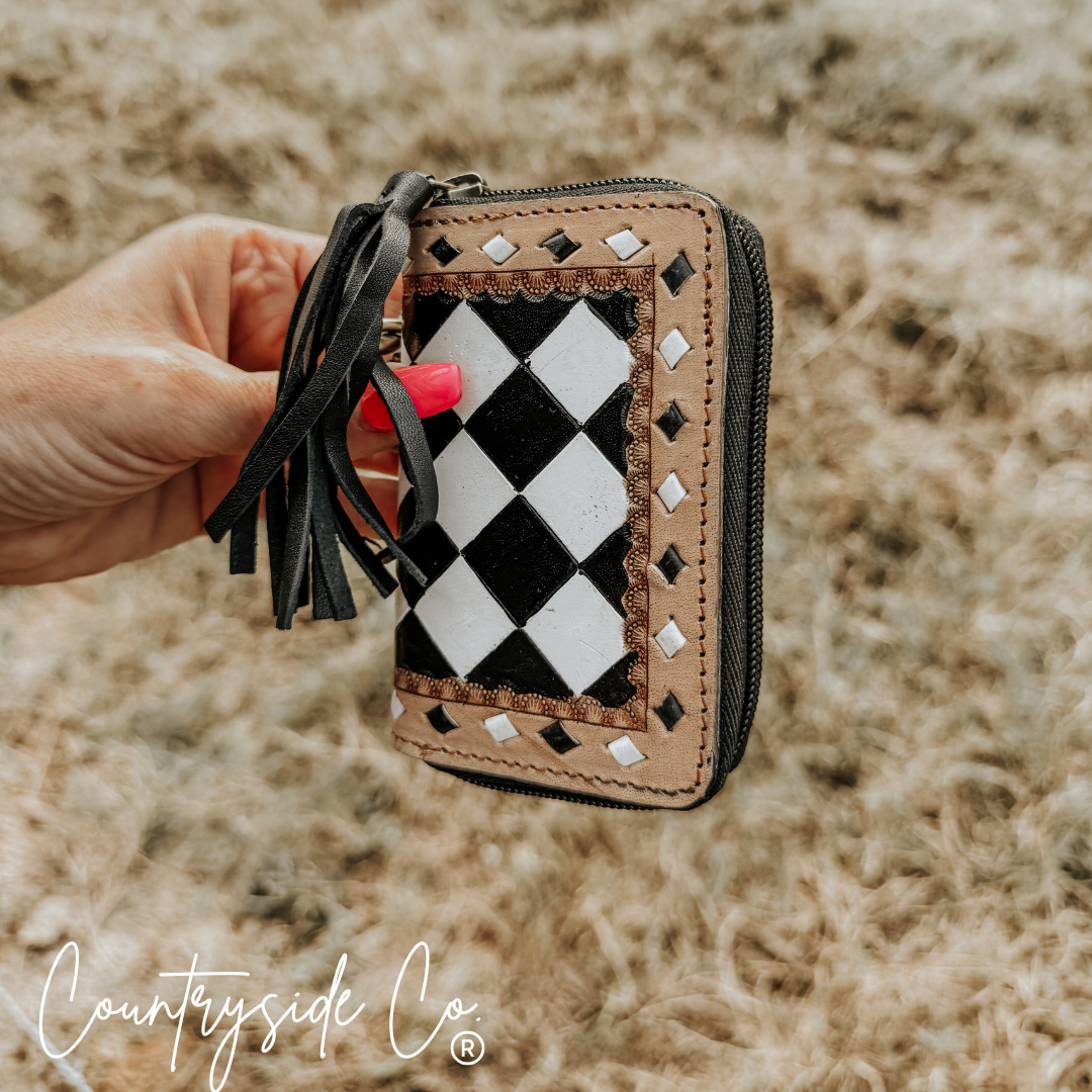 Sidekick Checkered Mini Wallet Keychain
