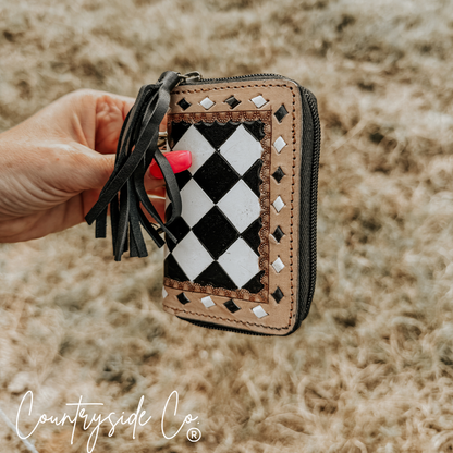 Sidekick Checkered Mini Wallet Keychain