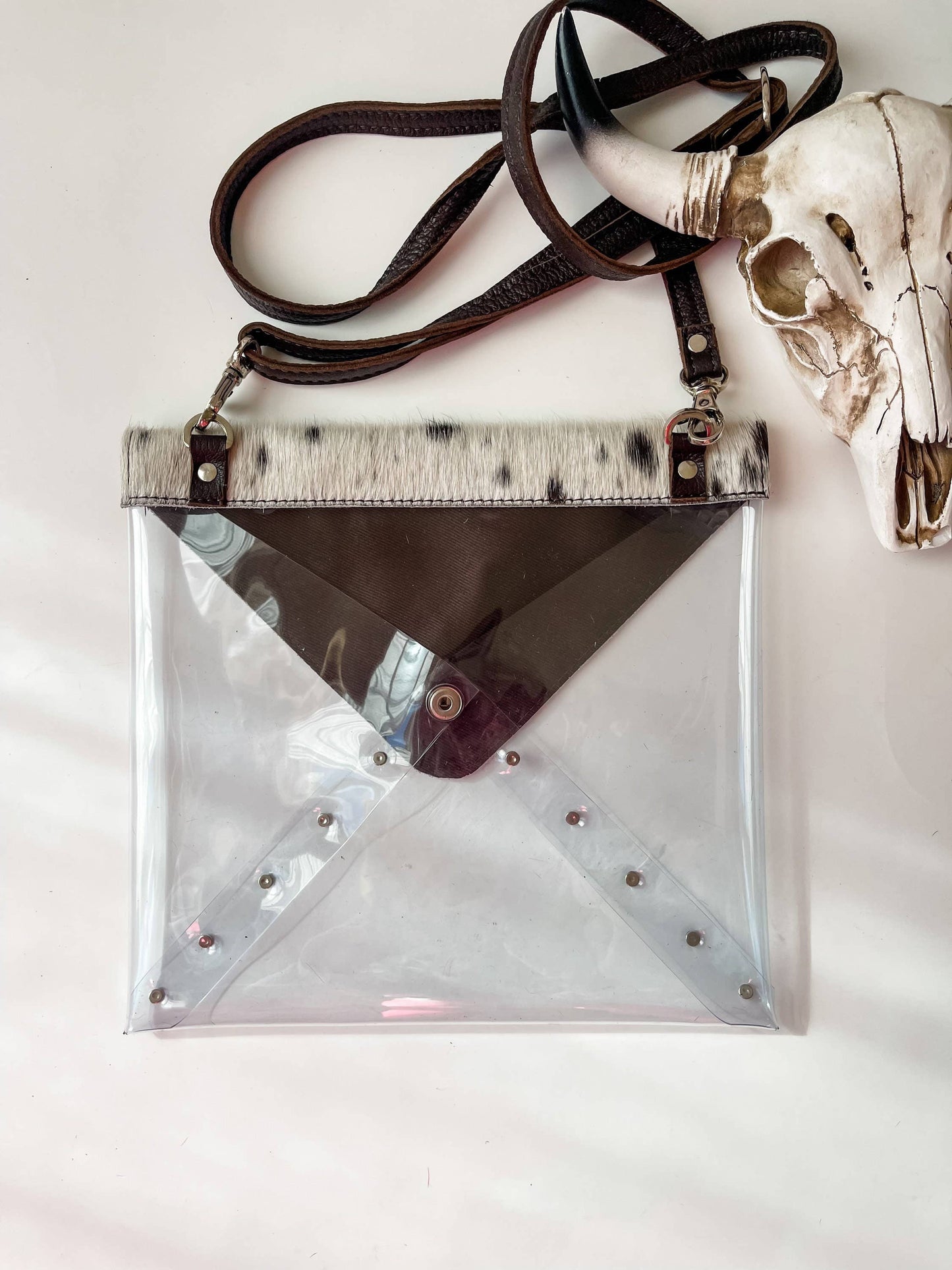 Western Cowhide Hairon Clear Crossbody Purse