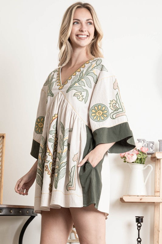 Garden Oasis Embroidered Mini Dress