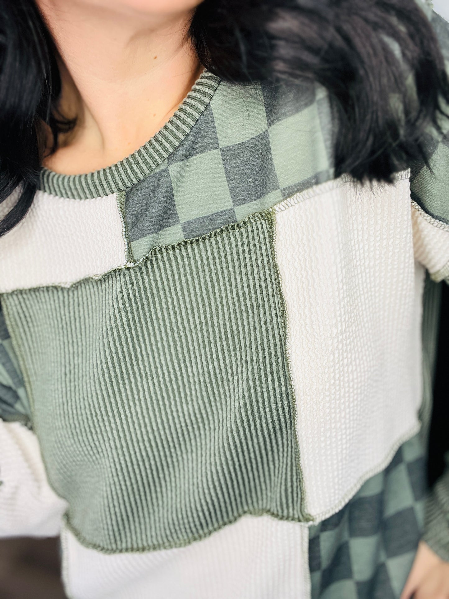 Patch & Check Ribbed Top