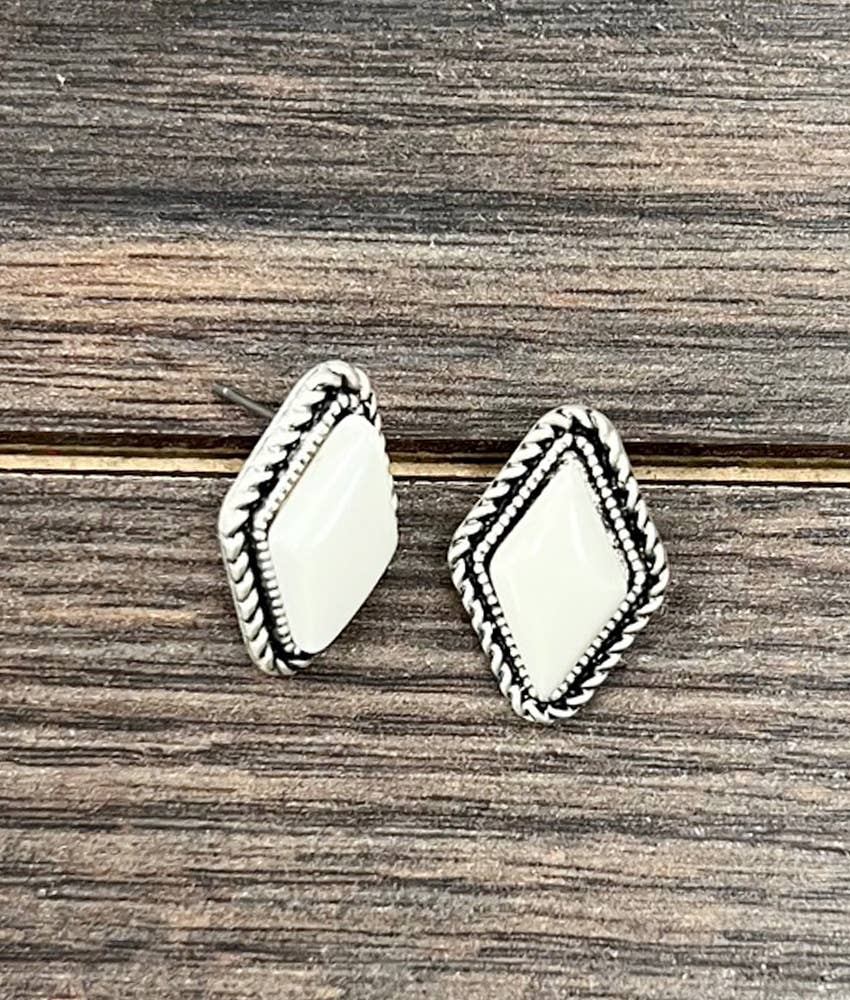 16mm Diamond White Stud Earrings