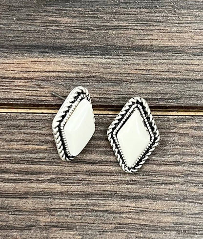 16mm Diamond White Stud Earrings