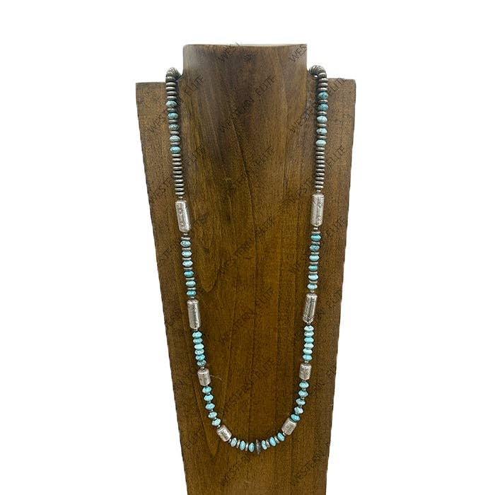36'' Faux Sierra Barrel Bead Necklace