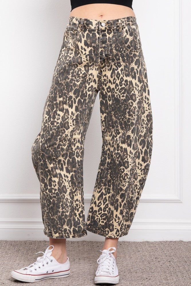 Chic Leopard Barrel Jean | Leopard Denim | Leopard Pant