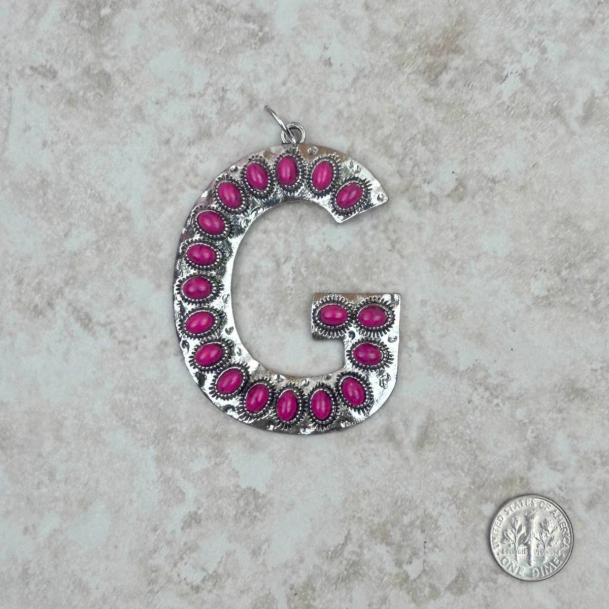 Western Faux Turquoise Initial Pendant